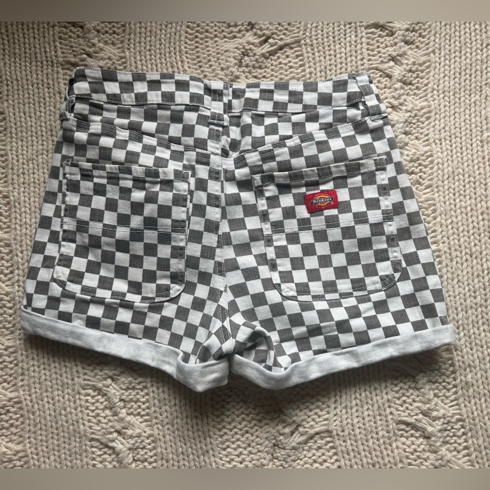 Dickies Black and White Checkerboard Women’s Shorts - Picture 3 of 3